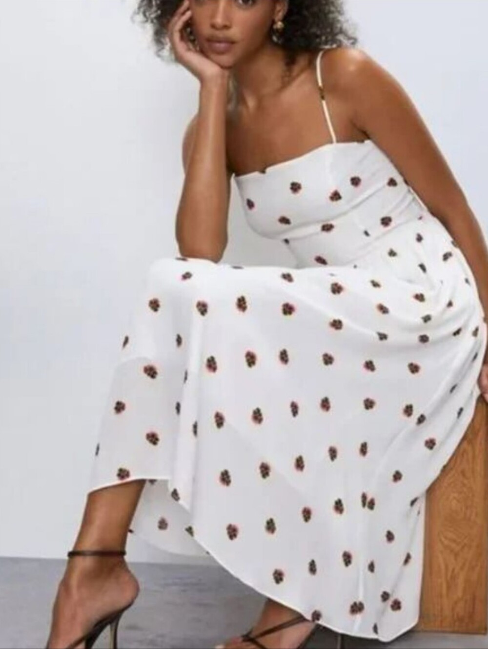 Aritzia Babaton Noel Floral Midi Dress Sleeveless White Pink Feminine Size 4